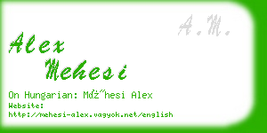 alex mehesi business card